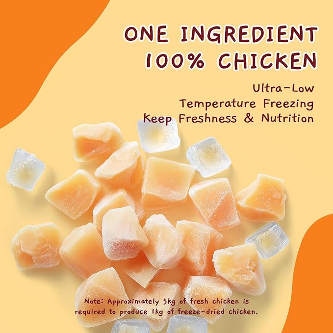 Jungle Calling Freeze Dried Chicken Treats for Cats & Dogs, Single Ingredient, Grain-Free, High Protein Training Rewards & Food Topper (Chicken Cubes, 3.2 oz)