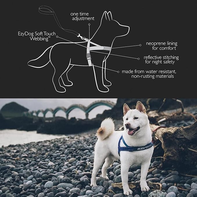 EzyDog Quick Fit Dog Harness – No Pull Harness for Training, Everyday Walking, and Easy Control - Adjustable Fit, Reflective, and Padded (XX-Small, Red)