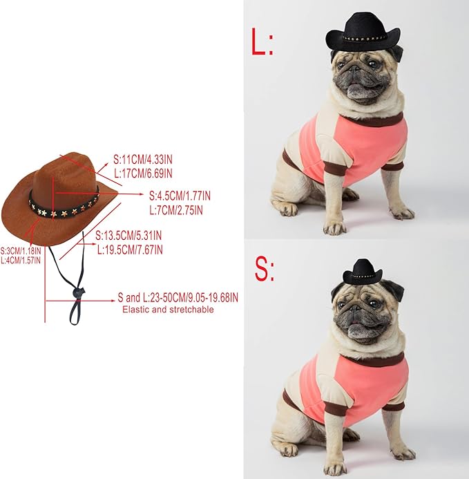 Dog Cowboy Hat Cat Cowboy Hat Pet Cowboy Costume Mini Cowboy Hat for Dogs Cat Holiday Halloween Pet Party Decoration (Brown, Small)