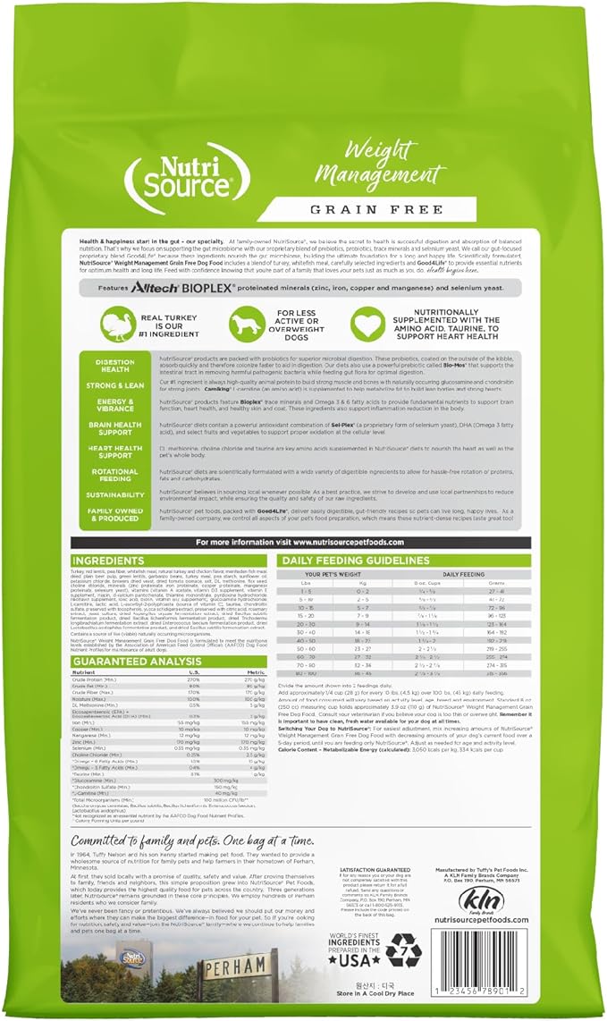 Nutrisource Grain Free ( Turkey ) Weight Management Dog Food 5Lb