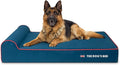 The Dog’s Bed Orthopedic Memory Foam Dog Bed with Headrest, Calming Surface – CertiPUR-Certified Foam, Oxford Fabric, Blue with Red Trim UK Flag, XL, 6-Inch