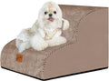 GoGoBunny Ramp Dog Stairs for Couch Sofa and Chair 11.8" H, 2-Step Pet Steps for Small Dogs and Cats, Non-Slip Waterproof Fabric Cover, Stable and Balanced Indoor Step, Pets Friendly, Camel