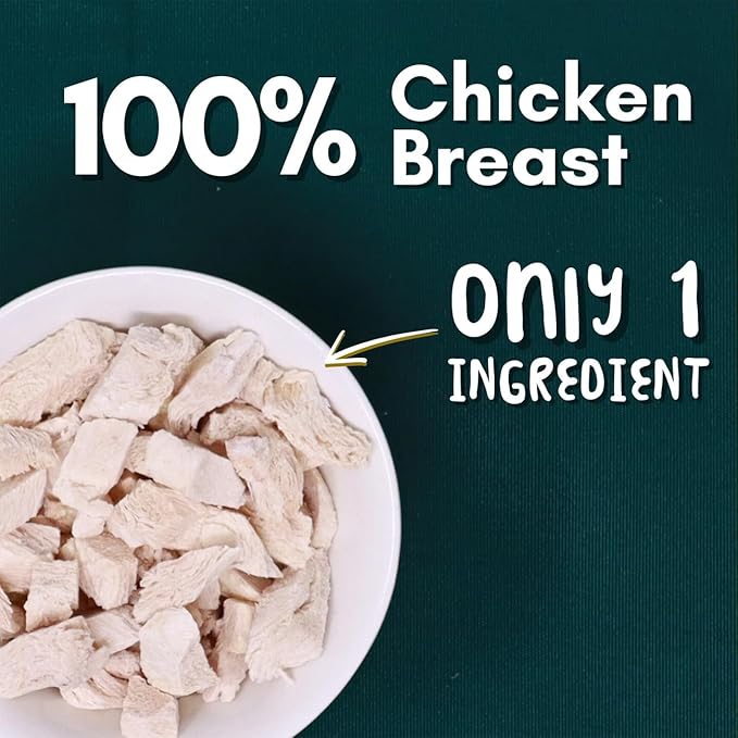 Freeze Dried Chicken Bites - Cats and Dogs Training Treat or Food Topper for Picky Eaters, Protein-Packed Pet Snack (2.0 oz, Just Chicken)