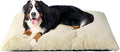 EHEYCIGA Fluffy XXL Dog Crate Pad, Plush Faux Fur Crate Bed for Extra Large Dogs, Calming Anti Anxiety XXL Dog Bed, Washable Warm Mat with Non-Slip Bottom, Ivory Beige