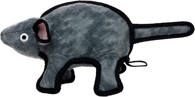TUFFY - World's Tuffest Soft Dog Toy -Barnyard- Multiple Layers. Made Durable, Strong & Tough. Interactive Play (Tug, Toss & Fetch). Machine Washable & Floats. (Gray Mouse, Large 2 Pack)