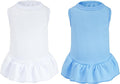 2 Pcs Dog Dresses Cat Skirt Solid Color Dog Clothes Summer Sleeveless Puppy Girl Clothes for Small Pet Dogs Cats (White,Blue, Medium)