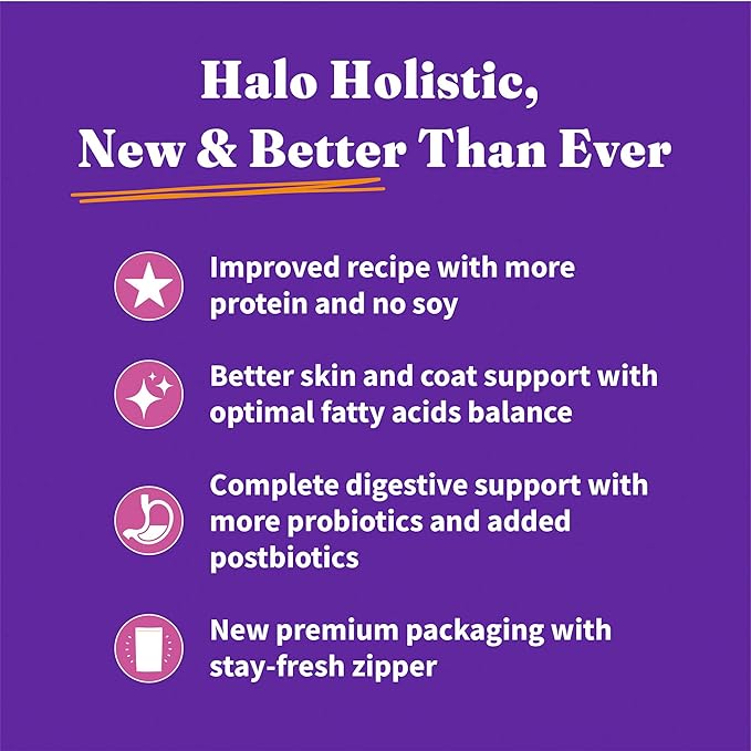 Halo Holistic Dog Food Cage Free Turkey & Sweet Potato Formula, Grain Free Dry Dog Food, For Healthy Weight Support, Kibble for Adult Dogs, 21 lb Bag