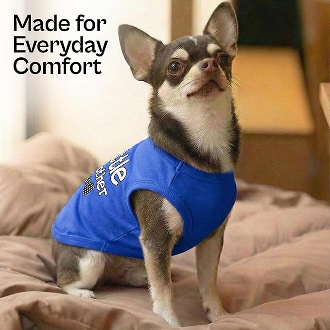 Parisian Pet Dog Shirt – 100% Cotton Shirts for Small Dogs – Blue Sleeveless Puppy Clothes – Lightweight and Breathable Dog Apparel – Boy Little Brother Dogs Clothes - Stretchy Pet T Shirts