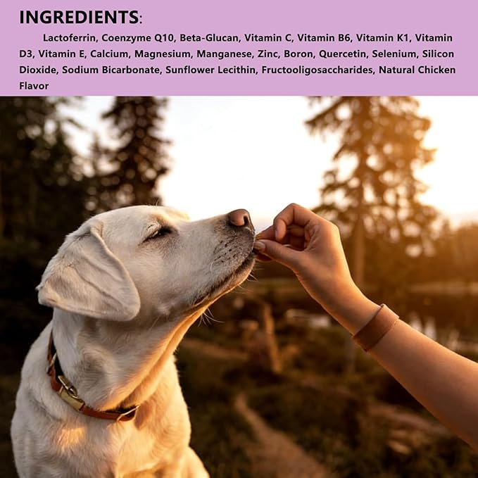 Lactoferrin for Dogs & Cats, Chicken Flavor Powder, 4oz, Immune System Support, Bone & Joint Health, Digestive and Skin Support