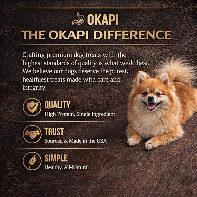 Okapi Freeze-Dried Beef Liver Dog Treats – 100% Single Ingredient, High-Protein Training Treats, Grain-Free, Made in USA + 1 Bonus Poop Bag Roll (20 Bags)