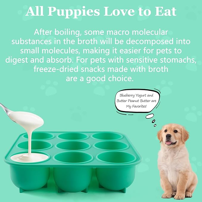 9 Cavities Silicone Dog Treat Mold with Lid for Woof Pupsicle & Power Chewer Pupsicle,Frozen Dog Silicone Molds for Making Refill Treats 75 lbs & Up (Extra Large with Lid)