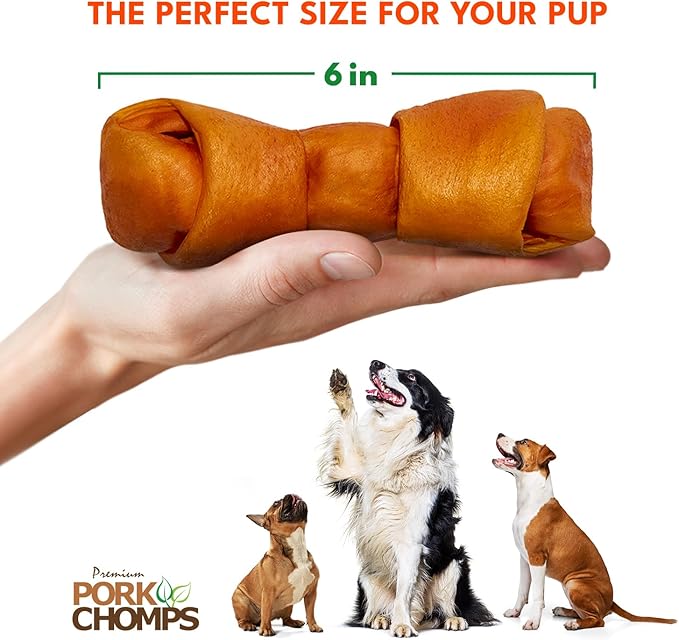 Pork Chomps Roasted Pork Skin Dog Chew, 6-inch Knot, 1 Count