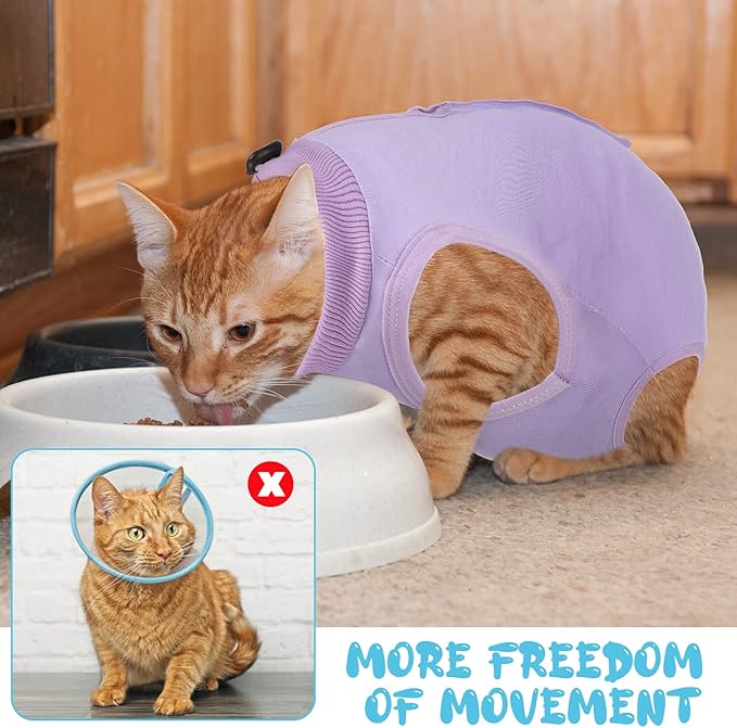 6 Pcs Cat Recovery Suit Kitten Recovery Suit Surgical Abdominal Skin Anti Licking Pajamas for Cats E Collar Alternative for Cats and Dogs After Surgery Wear, 6 Colors (Medium)