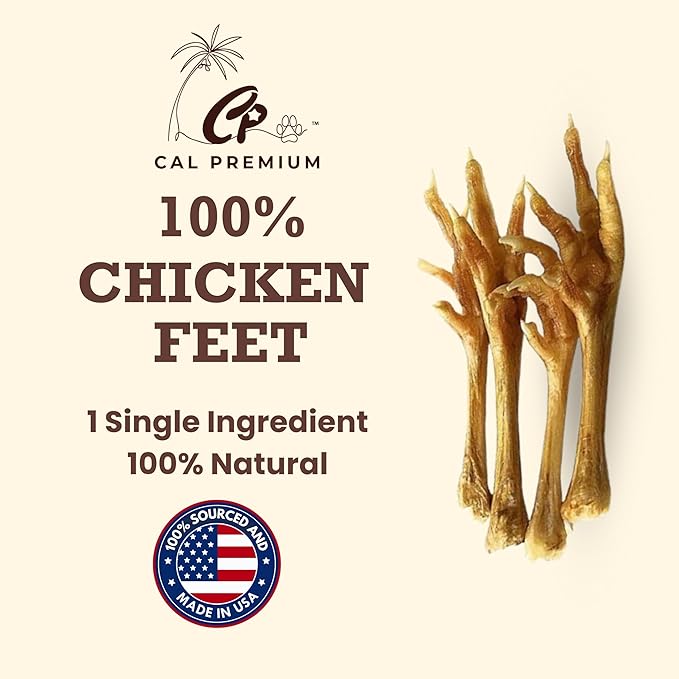 Natural Chicken Feet for Dogs - 100% USA Sourced and Made - Single Ingredient - High Protein, Low Calories - Slow-Roasted Dog Chews (100 Counts)