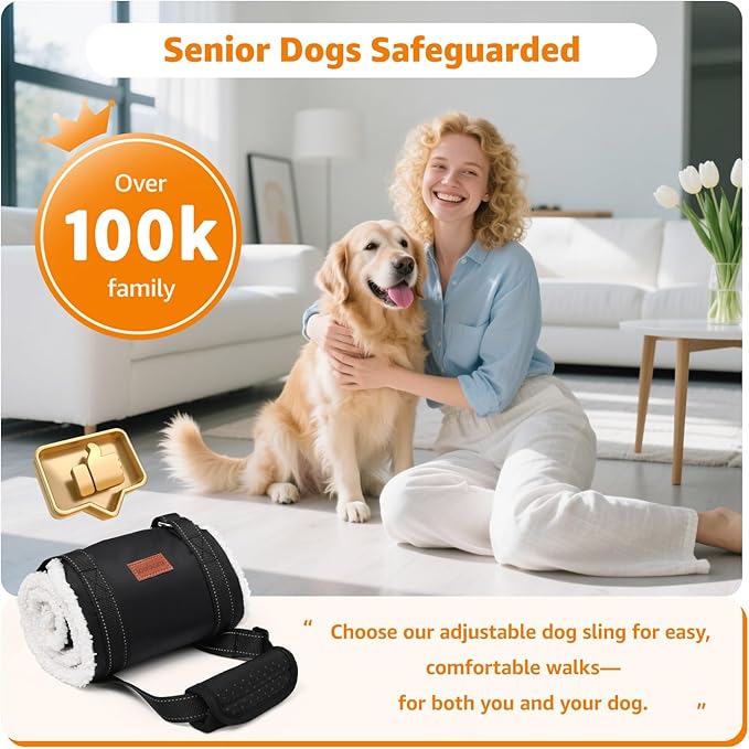 LOOBANI Dog Sling for Large Dogs Hind Leg Support, Portable Dog Lift Harness for Back Legs, Comfortable Leg Support Assistance for Elderly Dogs with Hip, ACL Brace, Senior, Injured