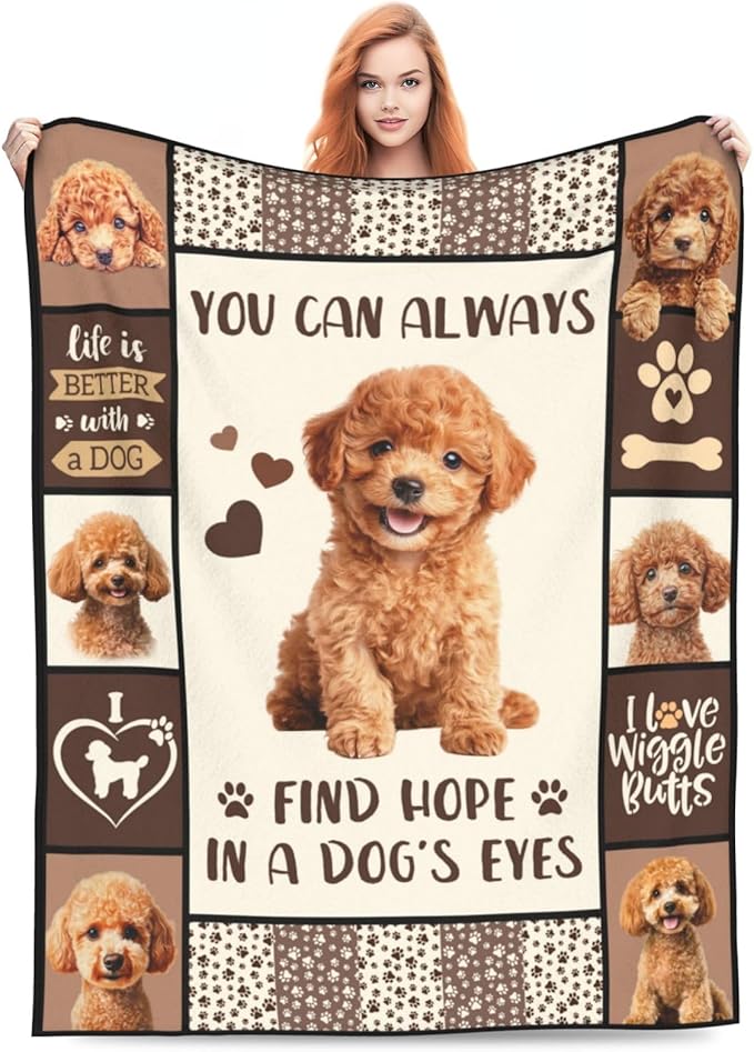 Poodle Gifts Blanket, Poodle Throw Blankets, Dog Mom Gift for Women Men Boys Girls Lover Adult Cozy Fleece Flannel Bedding Stuff Animal Plush for Couch Sofa Bed Decor 80"X60"
