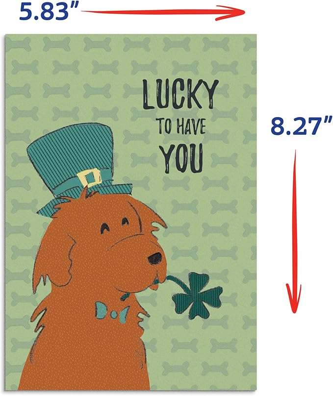 Poochie Post Holiday Edible Greeting Card for Dogs, Bacon-Flavored St. Patrick's Day Dog Treat Gift with Edible Ink Pen, "Lucky To Have You" Design, Gluten & Grain Free, Made in USA