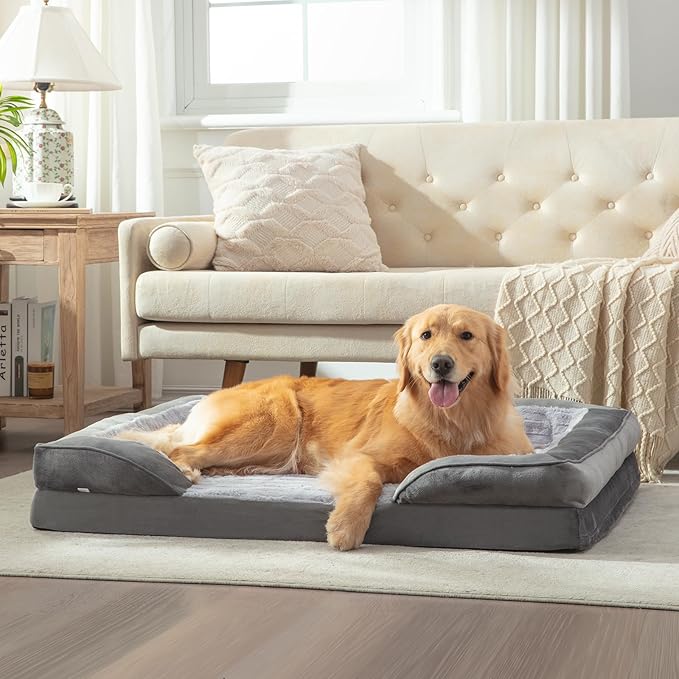 FURTIME Orthopedic Dog Bed - Extra Large, Waterproof, Ultra Comfy Supportive Foam Sofa Bed with Removable Washable Cover, Nonskid Bottom
