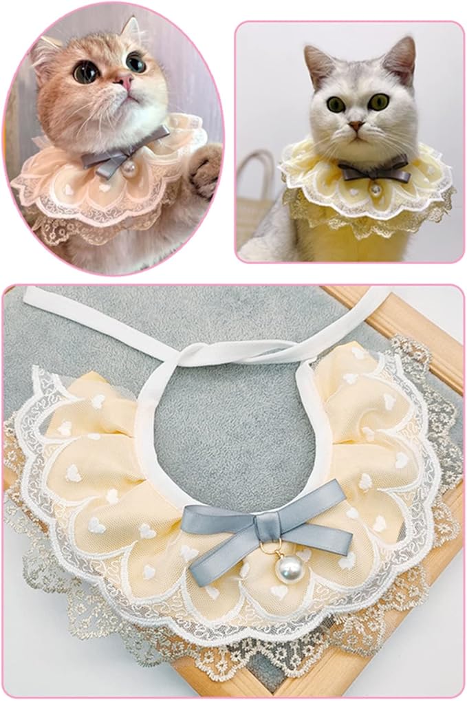Pet Costume for Cat Dog Lace Princess Saliva Towel Bib Scarf Holiday Dress-Up Accessories for Cats Small Do