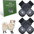 EXPAWLORER Dog Socks for Prevent Licking Paws,Winter Boots & Paw Protectors, Non Slip Doggie Grippy Booties for Hardwood Floors, Shoes for Small Medium Large Senior Dogs Twists Grey S