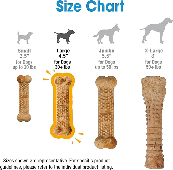 Nylabone Nubz Natural Dog Chews, Peanut Butter Flavor Treats for Large Dogs, Long Lasting Dog Chew Bones Made in the USA, Rawhide Free, for Dogs Over 30 lbs. (18 Count)