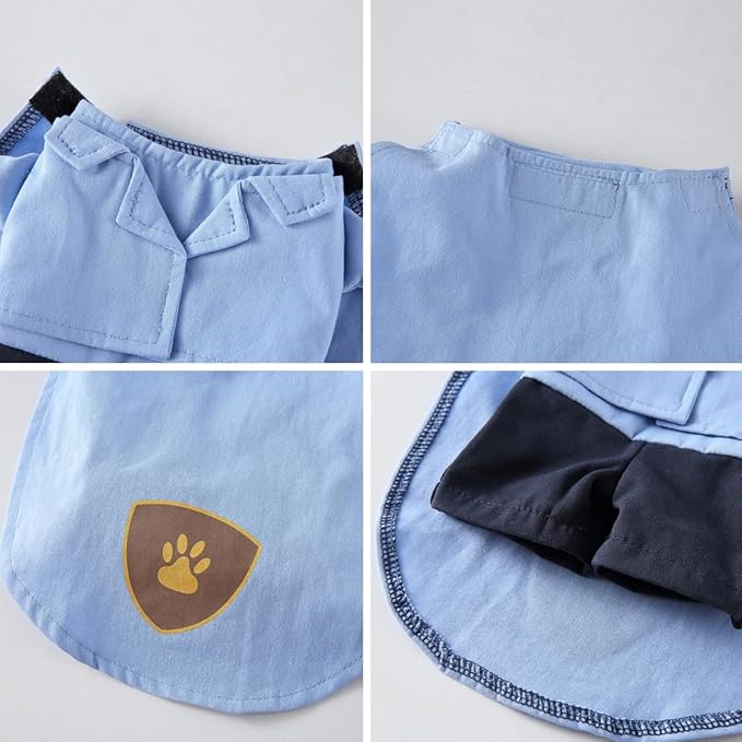 Puppy Courier Dog Costume, Pet Cosplay Clothes Halloween Christmas Funny Party Costume for Cats and Small Dogs (Medium, Sky Blue)
