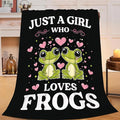 Frog Blanket Just A Girl Who Loves Frogs Cute Cartoon Frog Throw Blanket Gifts for Girls Boys Kids Women Men Adults Super Soft Cozy Plush Fluffy Fuzzy Fleece Blanket Home Decor 40''X50''