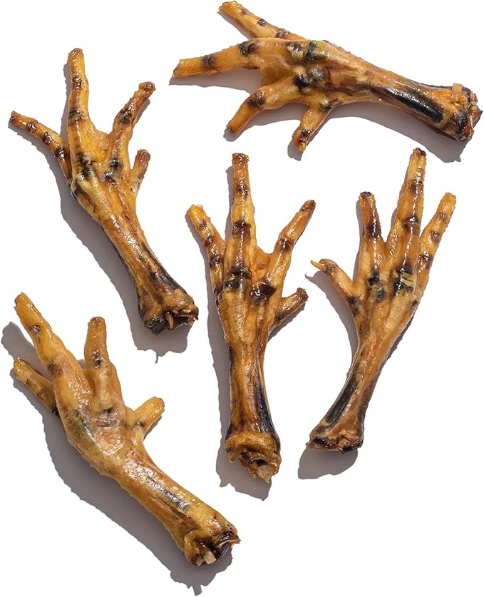 Jack&Pup Dried Chicken Feet Dog Treats | 100% Natural, Fully Digestible, Dehydrated Chicken Feet for Dogs High Protein, Joint Support (20 Pack) Economical Alternative to Duck Foot and Pig Ears