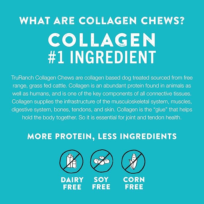 TRURANCH Collagen Sticks - 5" Collagen Sticks for Dogs - Long Lasting Healthy Joint Support - Rawhide Alternative - Skin & Coat Health - Made with Real Chicken, Value Pack, 15 Bags, 225 Count