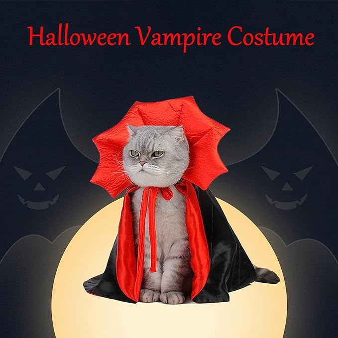 FOIMAS Dog Cat Halloween Costume,Vampire Devil Cape Cloak Pet Costume for Cats Dogs Halloween Costume Party Supply