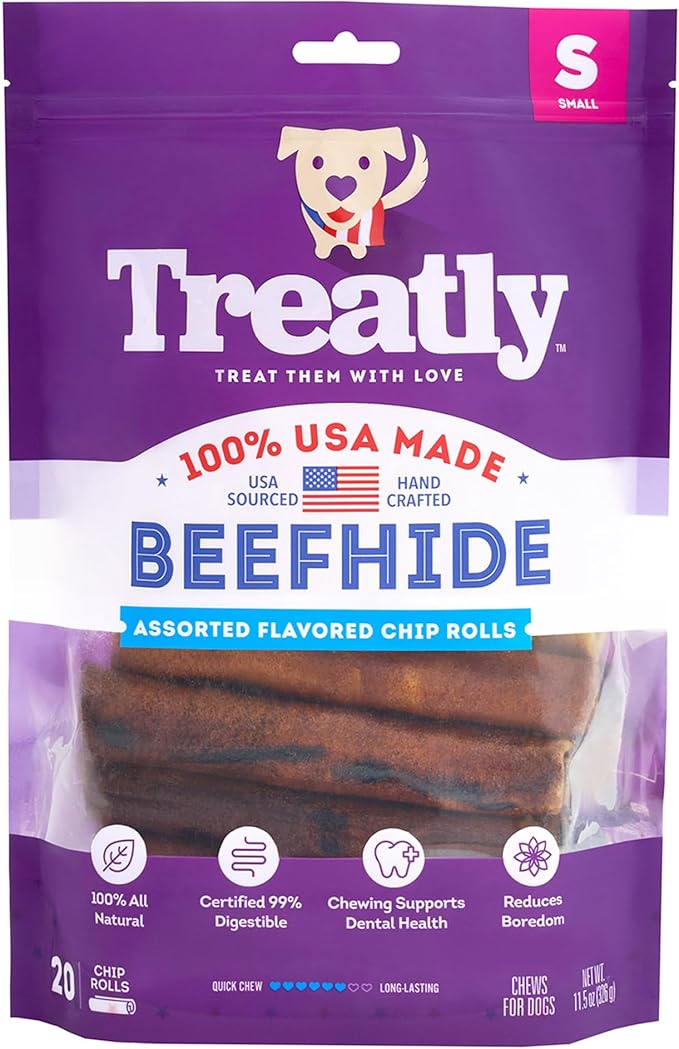 USA Beefhide Chip Rolls 5-6" Dog Chew Treats - Chicken & Beef Flavor, 20 Count/1 Pack