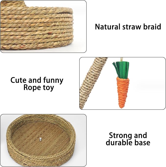 Hamiledyi Bunny Chew Toys Rabbit Rattan Grass Scratcher Climbing Tree Fun Tree Carrot Play Toys for Small Animal Guinea Pig Tooth Cleaning Hamiledyi 10 Pcs Rabbit Chew Ball Timothy Grass Ball