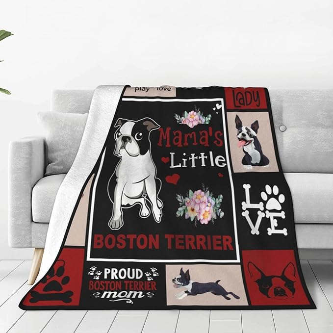 Boston Terrier Blanket Boston Terrier Gifts Throw Blankets Cozy Fleece Flannel Blanket Soft Warm Plush Lightweight Blanket Dog Gift for Couch Sofa Bed for Women Girls 60"X80"