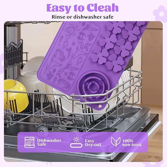 Silicone Lick Mat for Dogs & Cats – Slow Feeder Dog Bowl, Non-Slip Licking Mat for Large & Small Breeds, Puzzle Feeder & Snuffle Mat for Fast Eaters, Interactive Pet Food Mat with Measuring Spoon