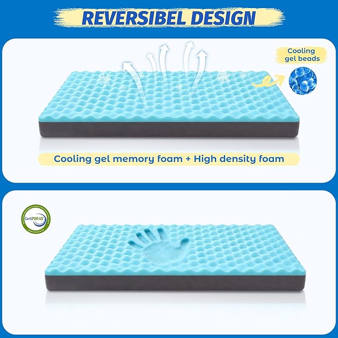 Cooling Dog Bed for Large Dogs, Washable Memory Foam Dog Beds for Crate with Joint Relief, Waterproof Liner and Removable Cover (41’’x 29’’)