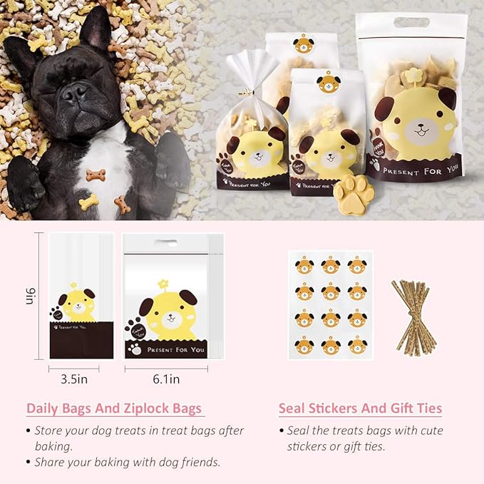 55 Pcs Dog Lovers Gifts, Make Your Own Dog Treats Kit, Including Bone Cookie Cutter and Silicone Molds, Bags, etc.