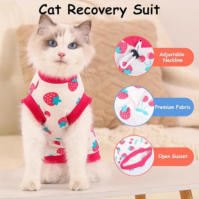 FEimaX Cat Surgery Recovery Suit Cat Onesie for Cats After Surgery Spay Surgical Cone of Shame Alternative Surgical Spay Suit for Female Cat, Post-Surgery or Skin Diseases Protection