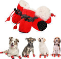 YAODHAOD Dog Shoes for Winter, Dog Boots & Paw Protectors, Fleece Warm Snow Booties for Puppy with Reflective Strip Anti-Slip Rubber Sole for Small Medium Size Dogs,Size 5: 1.9"x1.5" (L*W),Red