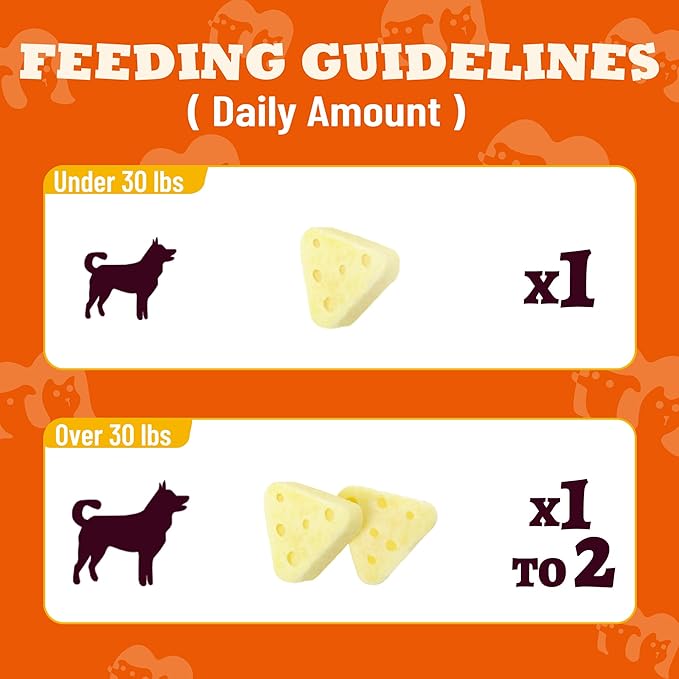 8.15oz Cheese Dog Treats with Taurine, Prebiotic & Vitamin E - Natural Dog Treats for Small, Medium & Large Dogs - Grain Free, Soft and Chewy for Digestion & Immune Support