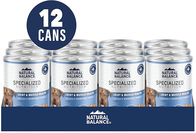 Natural Balance Specialized Nutrition Wet Dog Food Stew with Chicken and Brown Rice, Joint Health & Muscle Health Dog Food, Natural Ingredients with Added Vitamins & Minerals - 12.7 oz. (Case of 12)