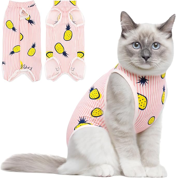 Coppthinktu Cat Recovery Suit Female Cats Onesie for Cats, Breathable Cat Surgery Suit for Surgical Abdominal Wounds Skin Diseases, Cute Kitten Spay Recovery Suit E-Collar Alternative Anti Licking