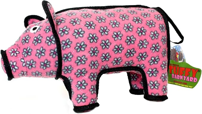 TUFFY - World's Tuffest Soft Dog Toy -Barnyard- Multiple Layers. Made Durable, Strong & Tough. Interactive Play (Tug, Toss & Fetch). Machine Washable & Floats. (Pig, Large 2 Pack)
