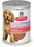 Hill's Science Diet Puppy Sensitive Stomach & Skin Wet Dog Food, Salmon & Vegetable Stew, 12.5 oz. Cans, 12-Pack