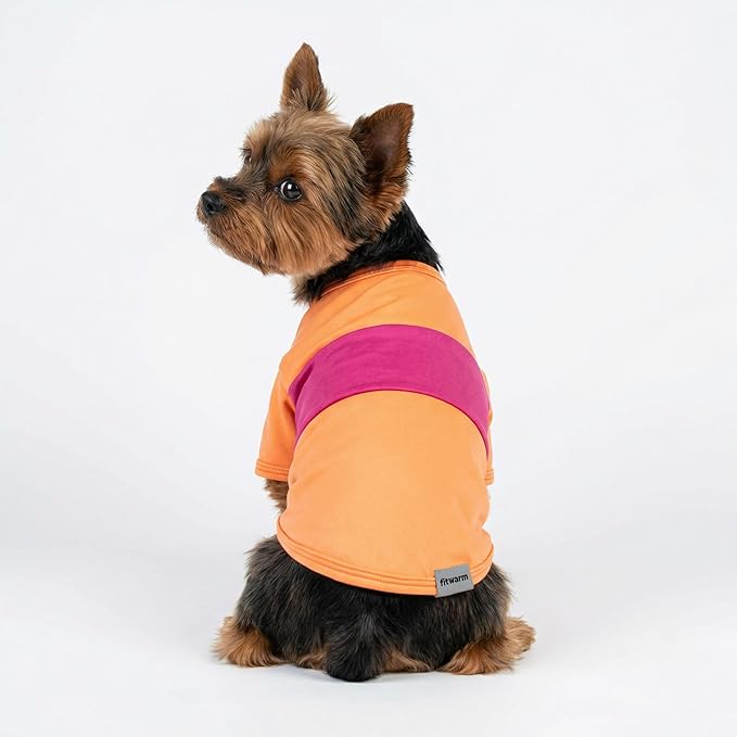 Fitwarm 3 Pack Color Block Striped Dog Shirt, Summer Dog Clothes for Small Dogs, Breathable Lightweight Dog Tshirt, Pet Outfit, Pink, Orange, Purple, Medium