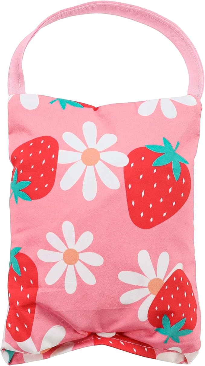 Fitwarm Strawberry Daisy Dog Raincoat with Hood, Waterproof Rain Jacket for Small Dogs Girl, Reflective Pet Poncho with Harness Opening, Packable, Adjustable, Pink, Large