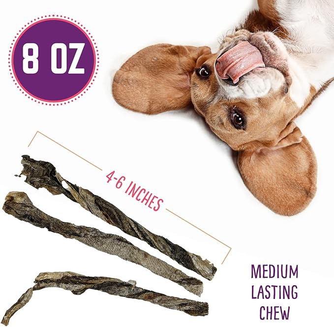 Cod Skins Dog Training Treats – All Natural & Healthy Fish Skin Snacks for Dogs Boost Their Coat and Oral Health with Delicious Savory Sticks