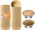 300 Pcs Disposable Pet Food Bowl Liners Bulk, Small Paper Cat Dishes, Dog Feeding Plate for Dry and Wet Food, Animal Feeding Station, Leak-Resistant Meal Mats, Brown, 4 x 1.2 Inch