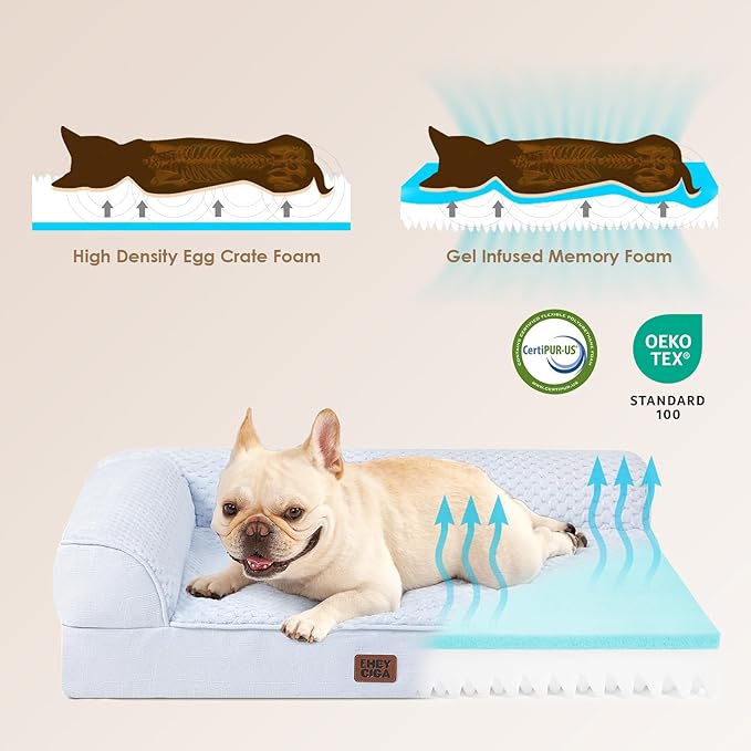 EHEYCIGA Extra Large Dog Bed Othorpedic, Memory Foam XL Dog Bed with Washable Removable Cover, Waterproof Pet Sofa Couch XLarge Size Dogs with Nonskid Bottom, 44x32x6.5, Washblue