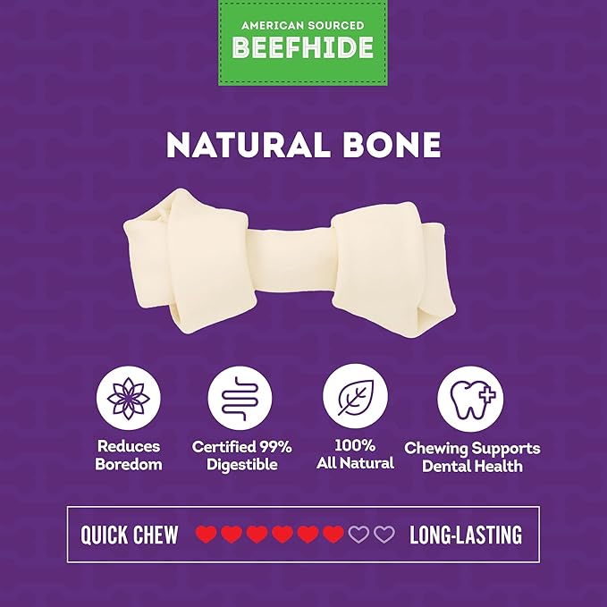 American Sourced Beefhide Bones 4-5" Dog Chew Treats - Natural Flavor, 22 Count/1 Pack