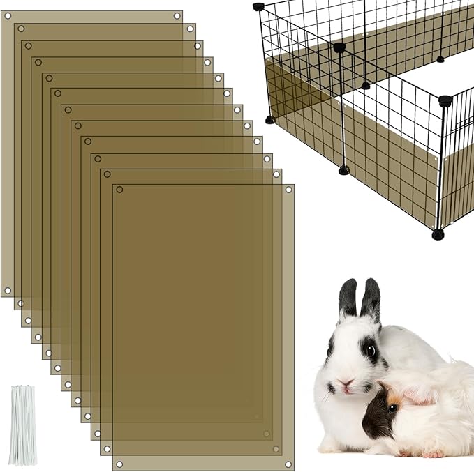12 Pack Pet Cage Liner Protection Rabbit Cage Urine Guard Clear Cage Edge Liner Guinea Pig Side Lining Habitat Siding Small Animal Cage Accessories - Keep Litter in The Cage, 11.8 inches x 8 inches
